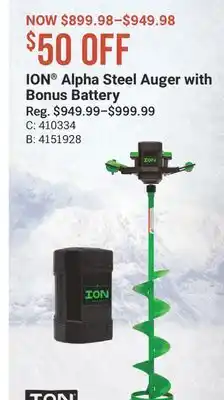 Cabela's ION Alpha Steel Auger with Bonus Battery offer