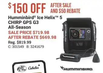 Cabela's Humminbird Ice Helix 5 CHIRP GPS G3 All-Season offer