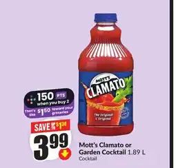 FreshCo Mott's Clamato or Garden Cocktail 1.89 L offer