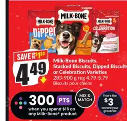 FreshCo Milk-Bone Biscuits, Stacked Biscuits, Dipped Biscuit or Celebration Varieties 283-900 g offer