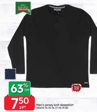 Rossy Men's jersey knit sleepshirt offer