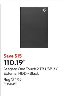 Staples Seagate One Touch 2 TB USB 3.0 External HDD - Black offer