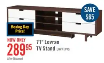 The Brick Lovran 71 Modern TV Stand with Storage and Cable Management for TVs up to 80- Dark Walnut and White offer