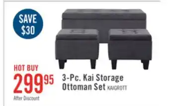 The Brick Kai 19.5 3-Piece Storage Ottomans - Grey Linen-Look offer