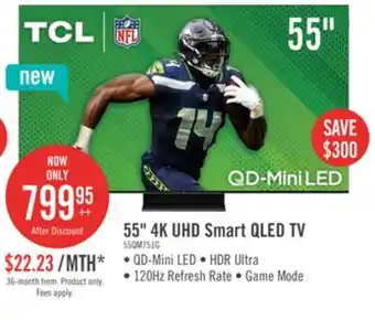 The Brick TCL 55 QLED Mini LED 4K UHD HDR Ultra IMAX Enhanced 120Hz Google Smart TV (55QM751G) offer