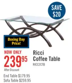 The Brick Ricci 48 Modern Glass Top Coffee Table - Glass with Espresso Finished Legs offer