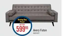 The Brick Avery 81.5 Grey Linen-Look Fabric Klik Klak Futon with Tufting and Two Armrest Pillows offer