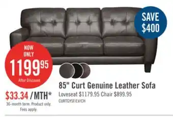 The Brick Curt 85 Grey Genuine Leather Sofa with Button Tufting offer