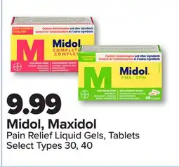 PharmaChoice Midol, Maxidol Pain Relief Liquid Gels, Tablets offer