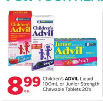 Rexall Children's ADVIL Liquid 100mL or Junior Strength Chewable Tablets 20' s offer