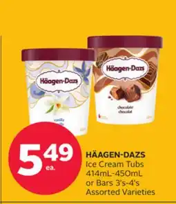 Rexall HÄAGEN-DAZS Ice Cream Tubs 414mL-450mL or Bars 3' s-4' s offer