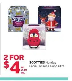 Rexall SCOTTIES Holiday Facial Tissues Cube offer