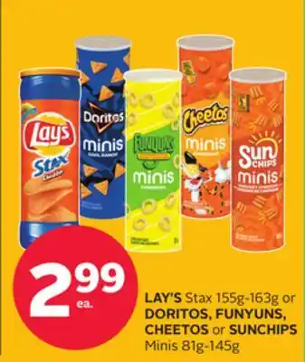 Rexall LAY'S Stax 155g-163g or DORITOS, FUNYUNS, CHEETOS or SUNCHIPS Minis 81g-145g offer