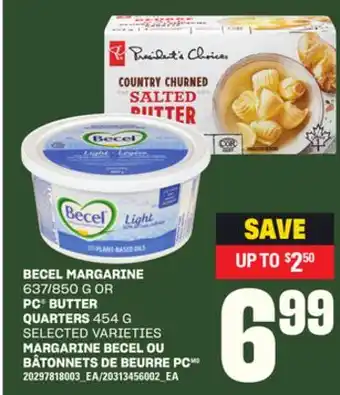 Independent City Market BECEL MARGARINE 637/850 G OR PC BUTTER QUARTERS 454 G offer