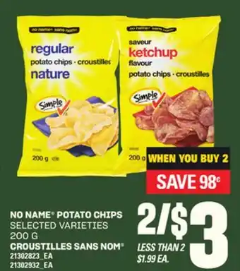 Independent City Market NO NAME POTATO CHIPS, 200 G offer