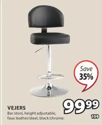 JYSK VEJERS Bar stool, height adjustable faux offer