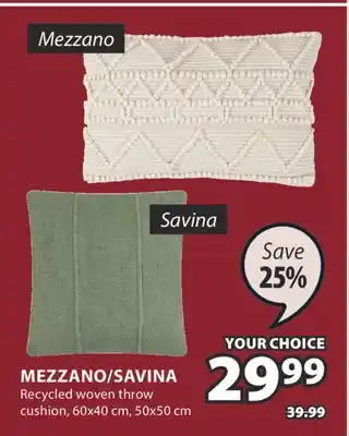 JYSK MEZZANO/SAVINA Recycled woven throw cushion offer