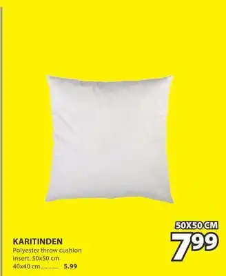 JYSK KARITINDEN Polyester throw cushion insert offer