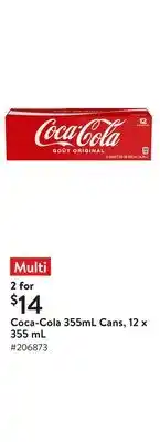 Walmart Coca-Cola 355mL Cans, 12 x 355 mL offer