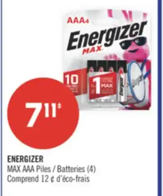 Pharmaprix ENERGIZER MAX AAA Batteries offer