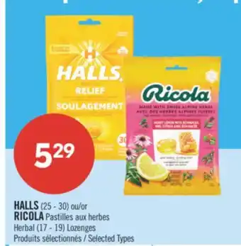 Pharmaprix HALLS (25 - 30) or RICOLA Herbal (17 - 19) Lozenges offer