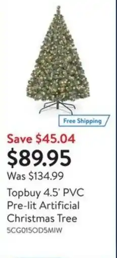 Walmart Topbuy 4.5' PVC Pre-lit Artificial Christmas Tree offer