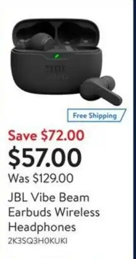 Walmart JBL Vibe Beam Earbuds Wireless Headphones offer