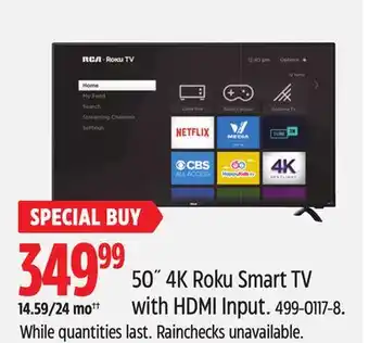 Canadian Tire RCA 50˝ 4K Roku Smart TV with HDMI Input offer