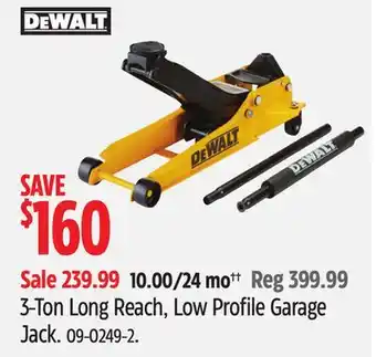 Canadian Tire DeWalt 3-Ton Long Reach, Low Profile Garage Jack offer