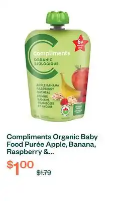 Voilà Compliments Organic Baby Food Purée Apple, Banana, Raspberry & Oatmeal 128 ml offer