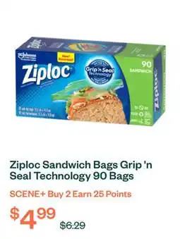 Voilà Ziploc Sandwich Bags Grip 'n Seal Technology 90 Bags offer