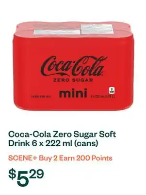 Voilà Coca-Cola Zero Sugar Soft Drink 6 x 222 ml (cans) offer