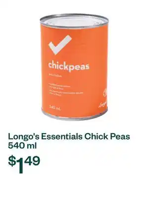 Voilà Longo's Essentials Chick Peas 540 ml offer