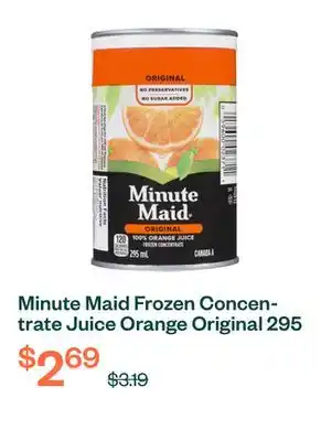 Voilà Minute Maid Frozen Concentrate Juice Orange Original 295 ml offer