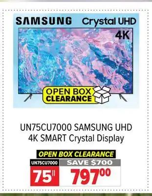 2001 Audio Video UN75CU7000 75 UHD 4K SMART Crystal Display offer