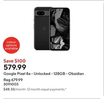 Staples Google Pixel 8a - Unlocked - 128GB - Obsidian offer