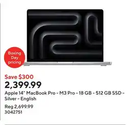 Staples Apple 14 MacBook Pro - M3 Pro - 18 GB - 512 GB SSD - Silver - English offer