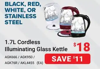 Visions Electronics Hauz 1.7L Cordless Illuminating Glass Kettle offer