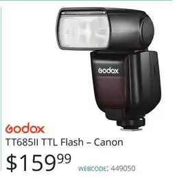 Vistek Godox TT685II TTL Flash – Canon offer