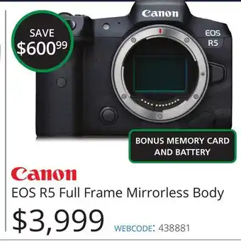 Vistek Canon EOS R5 Full Frame Mirrorless Body offer