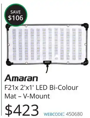 Vistek Amaran F21x 2' x1' LED Bi-Colour Mat-V-Mount offer