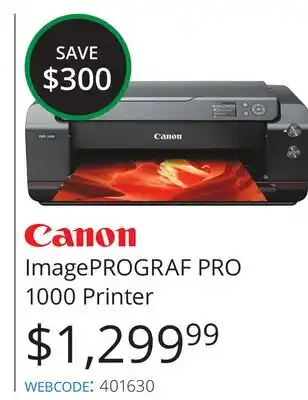 Vistek Canon ImagePROGRAF PRO 1000 Printer offer