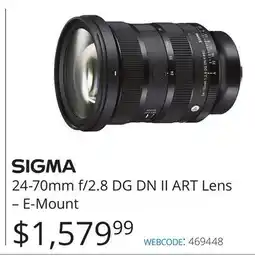 Vistek SIGMA 24-70mm f/2.8 DG DN II ART Lens-E-Mount offer