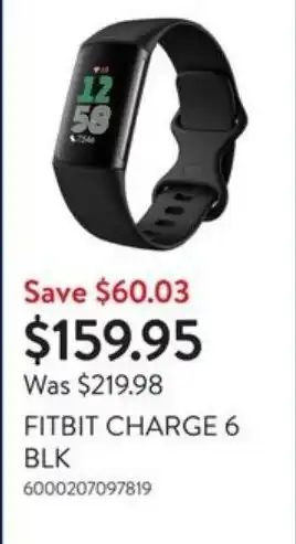 Walmart Fitbit charge 6 blk offer