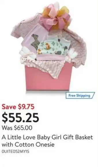 Walmart A Little Love Baby Girl Gift Basket with Cotton Onesie offer