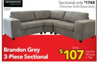 Surplus Furniture Brandon Grey 3Pc Sectional offer