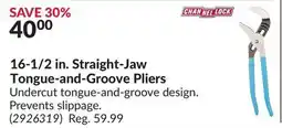 Princess Auto 16-1/2 in. Straight-Jaw Tongue-and-Groove Pliers offer