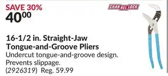 Princess Auto 16-1/2 in. Straight-Jaw Tongue-and-Groove Pliers offer