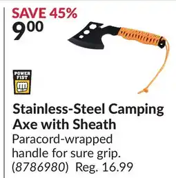 Princess Auto Stainless-Steel Camping Axe with Sheath offer