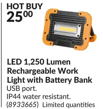 Princess Auto LED 1, 250 Lumen Rechargeable Work Light offer